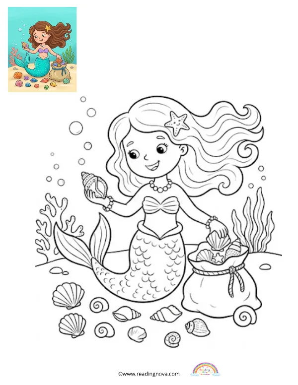 Free colouring page: Mermaid