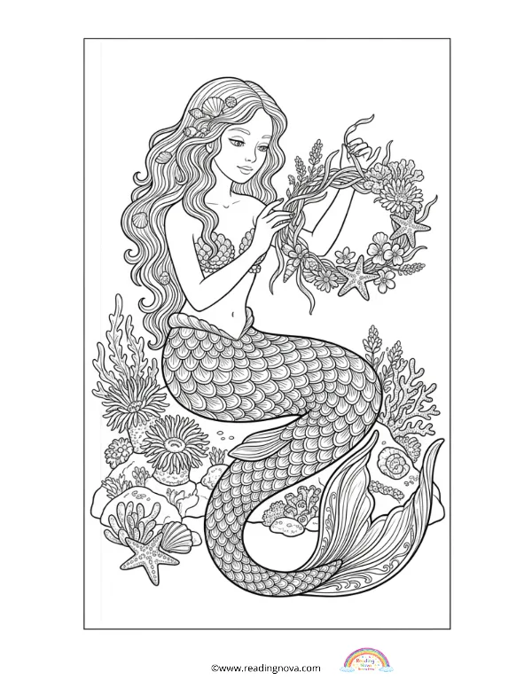 Free colouring page: Mermaid 4