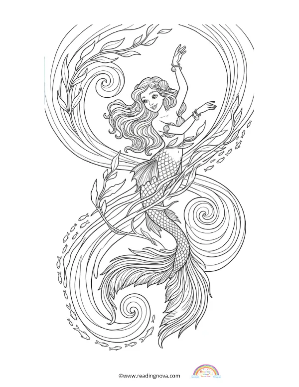 Free colouring page: Mermaid 5