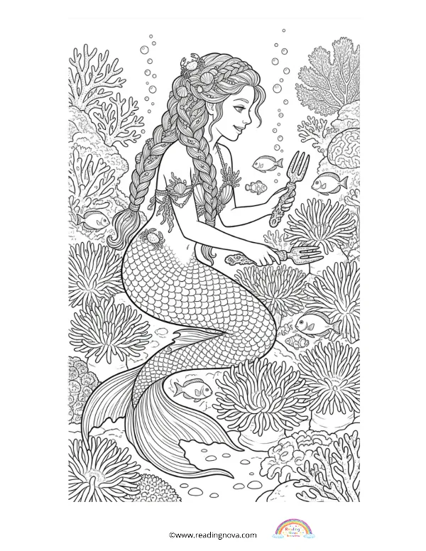 Free colouring page: Mermaid 6