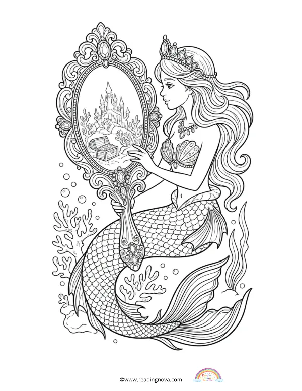 Free colouring page: Mermaid 7