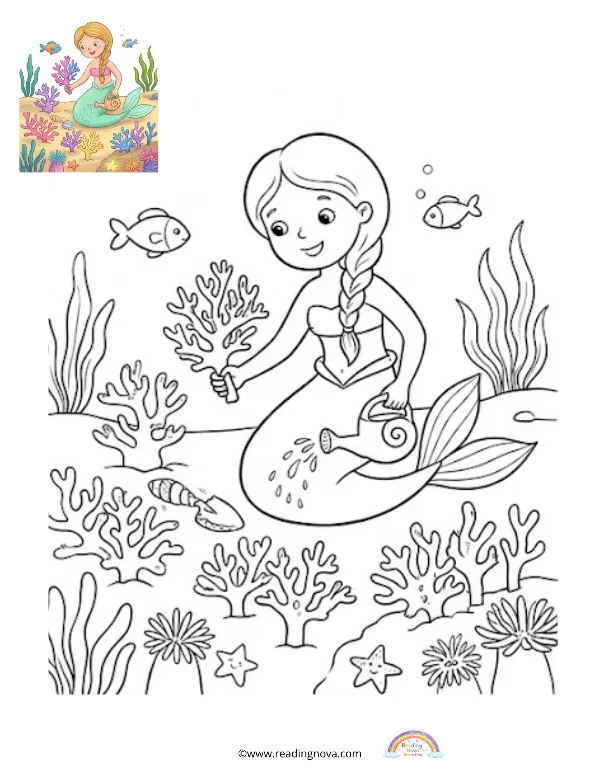 Free colouring page: Mermaid