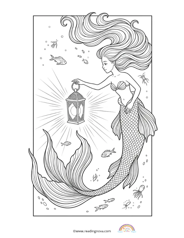 Free colouring page: Mermaid 8