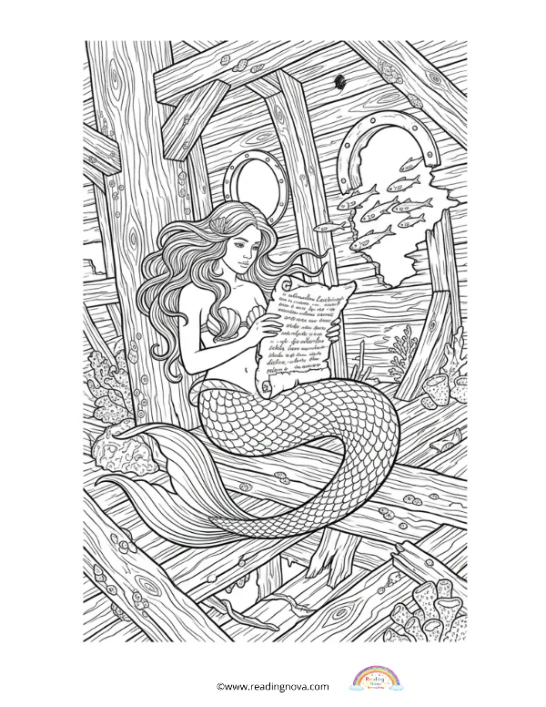 Free colouring page: Mermaid 9