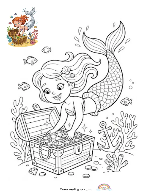 Free colouring page: Mermaid