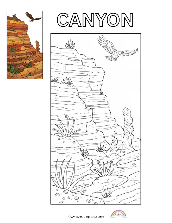 Free colouring page: Canyon