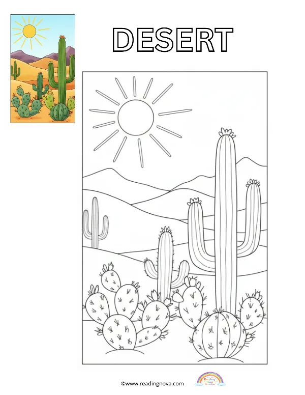 Free colouring page: Desert