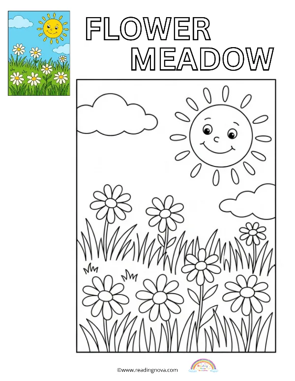 Free colouring page: Flower Meadow