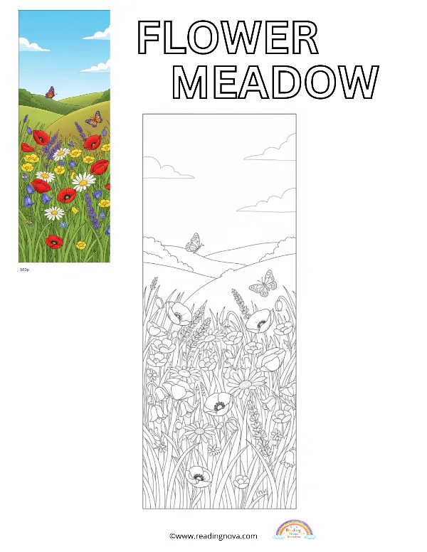 Free colouring page: Flower Meadow