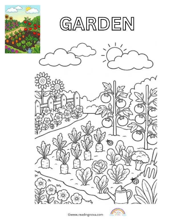 Free colouring page: Garden