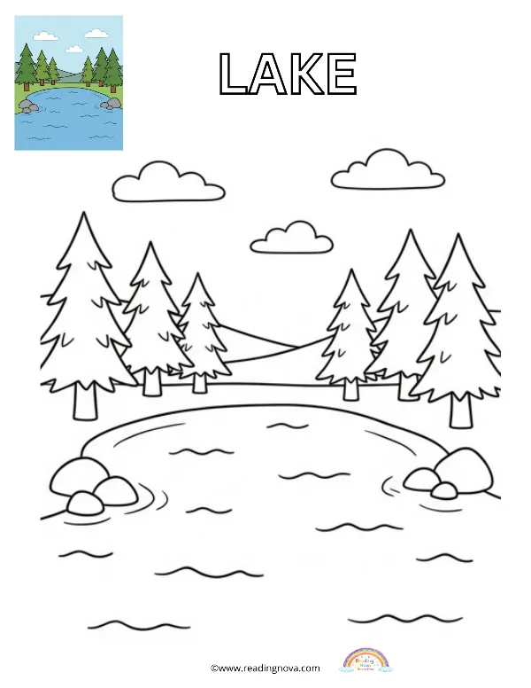 Free colouring page: Lake
