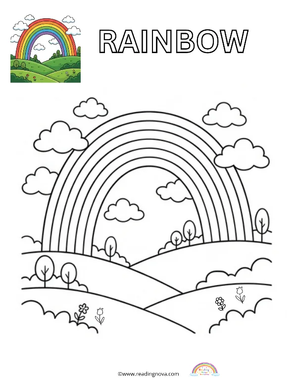 Free colouring page: Rainbow