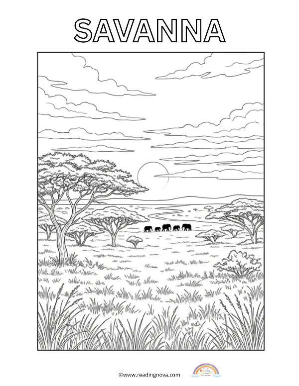 Free colouring page: Savanna