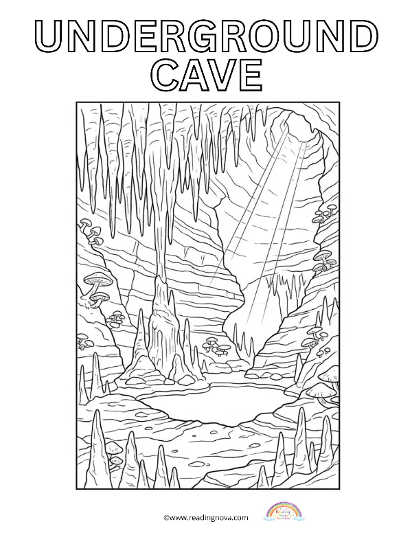 Free colouring page: Underground Cave