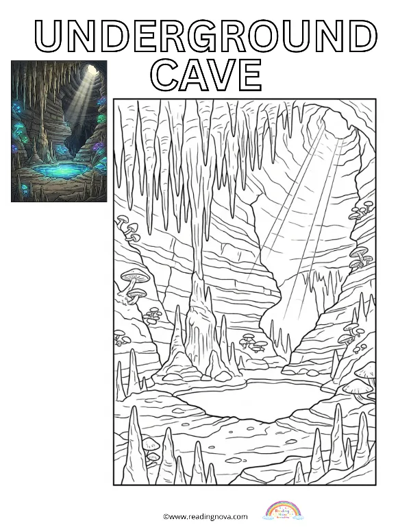 Free colouring page: Underground Cave