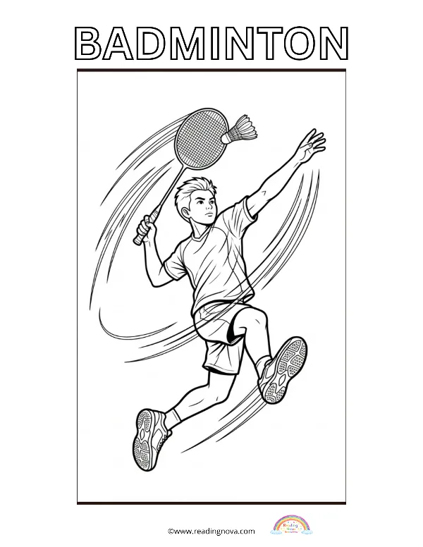Free colouring page: Badminton