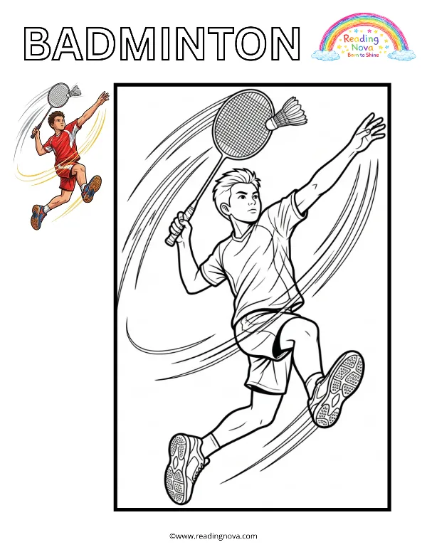 Free colouring page: Badminton