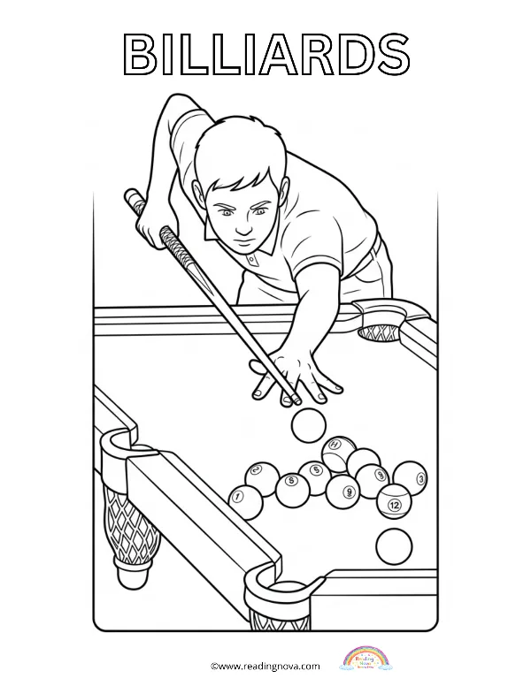 Free colouring page: Billiards
