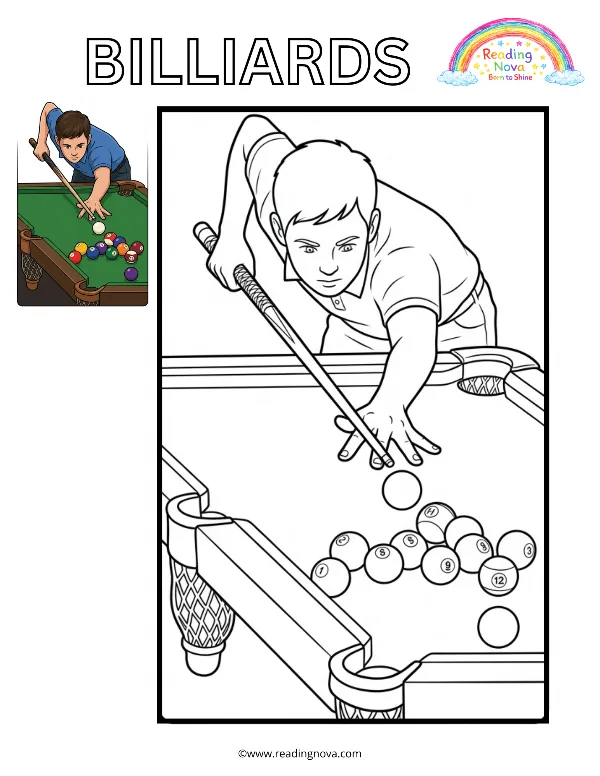 Free colouring page: Billiards