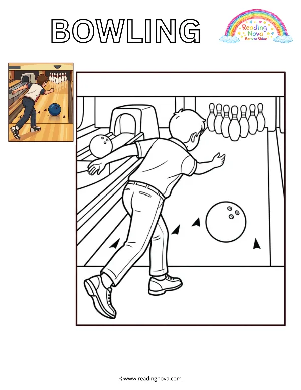 Free colouring page: Bowling