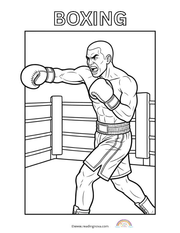 Free colouring page: Boxing