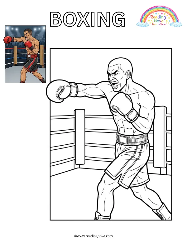 Free colouring page: Boxing
