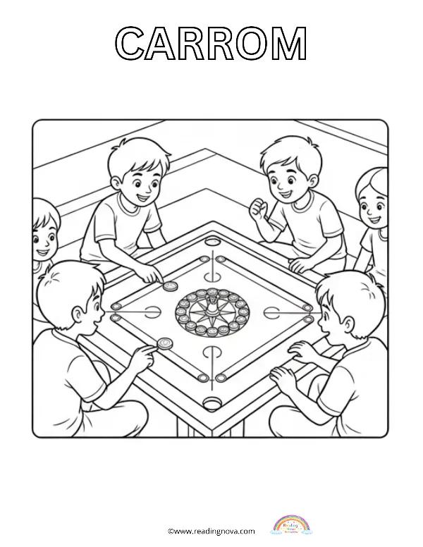 Free colouring page: Carrom