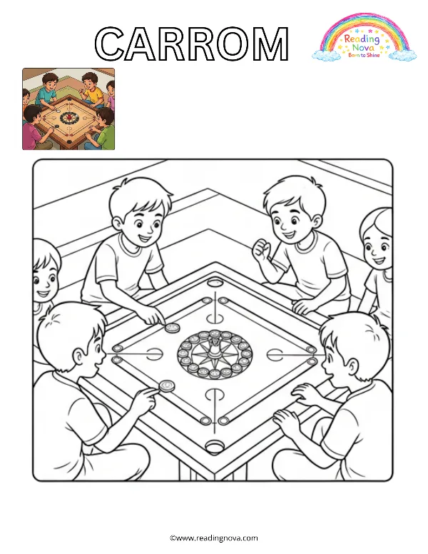 Free colouring page: Carrom