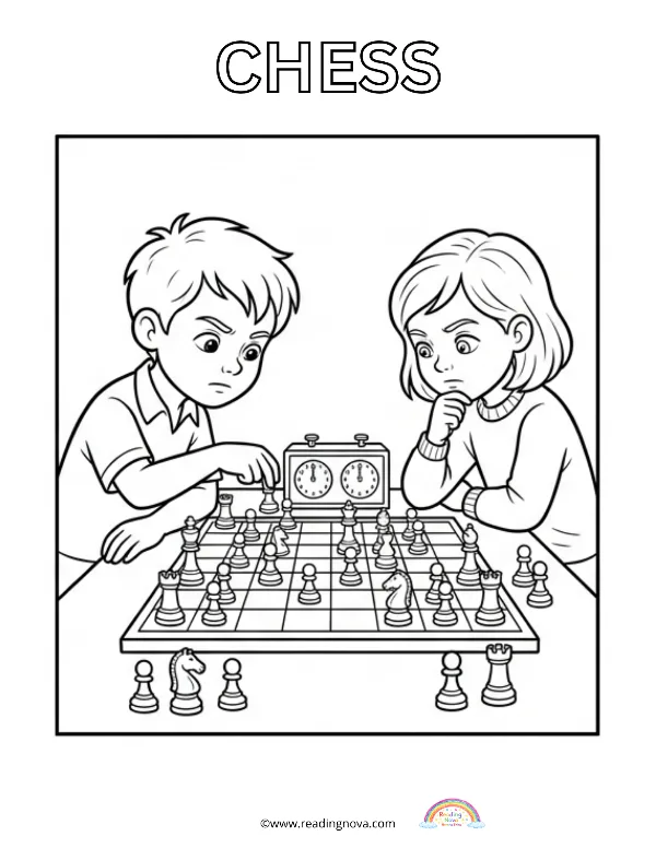 Free colouring page: Chess