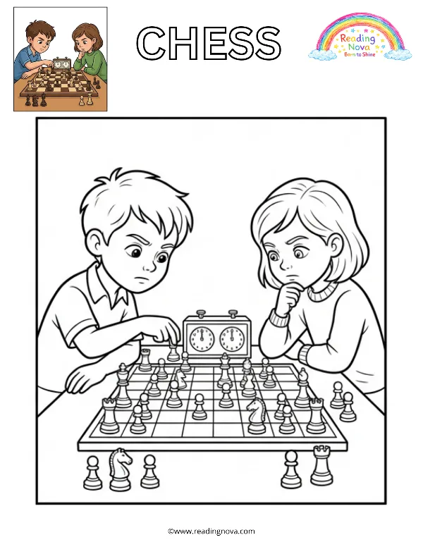 Free colouring page: Chess