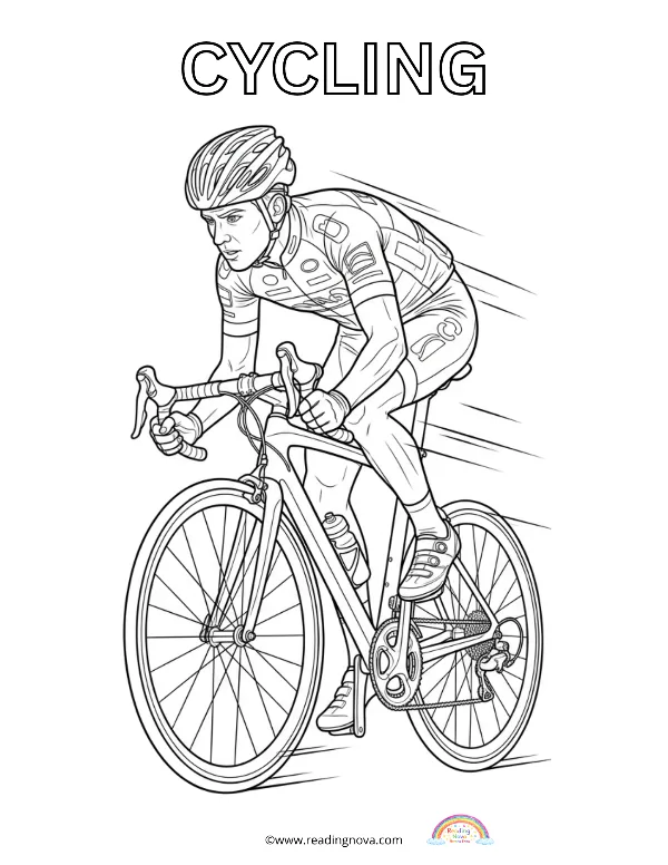 Free colouring page: Cycling