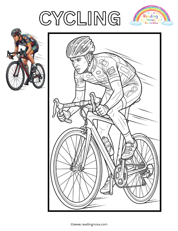 Free colouring page: Cycling
