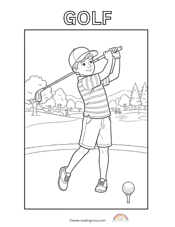 Free colouring page: Golf