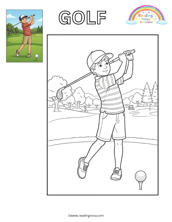 Free colouring page: Golf