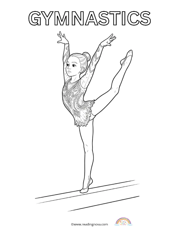 Free colouring page: Gymnastics