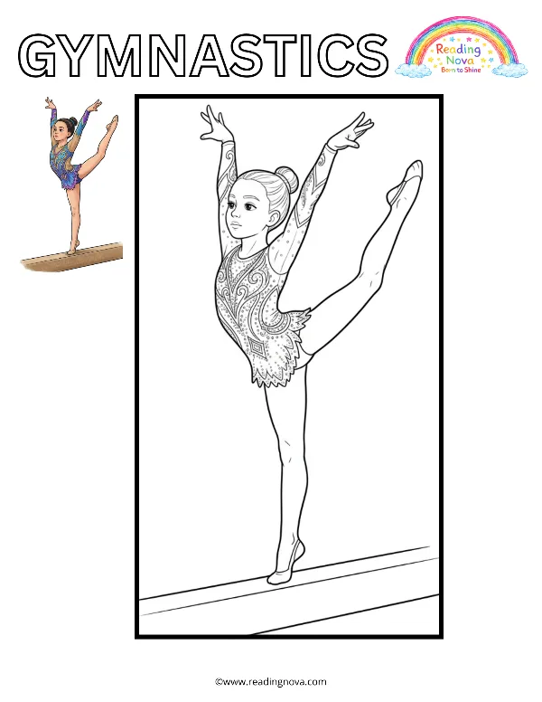 Free colouring page: Gymnastics