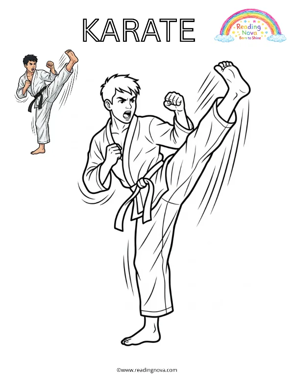 Free colouring page: Karate