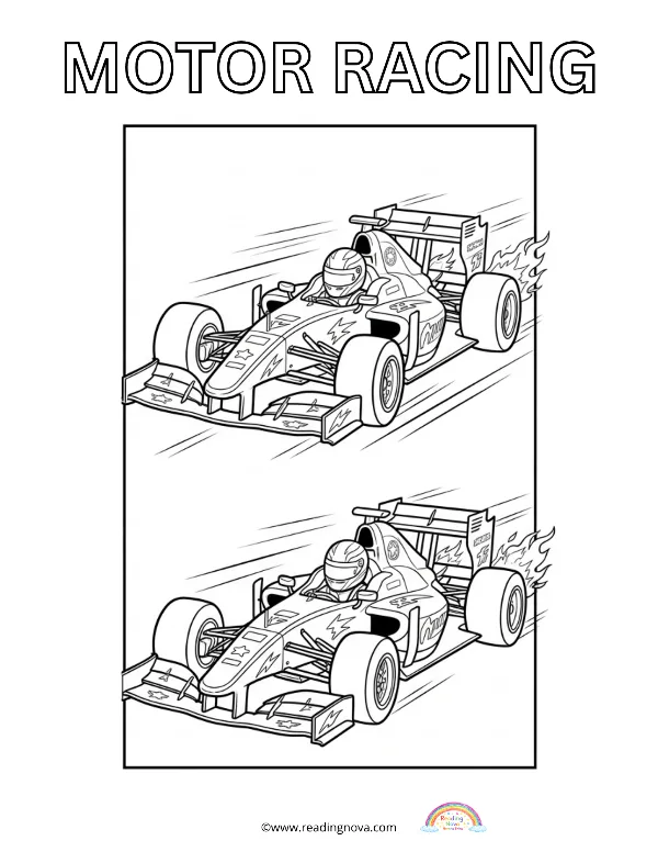 Free colouring page: Motor Racing