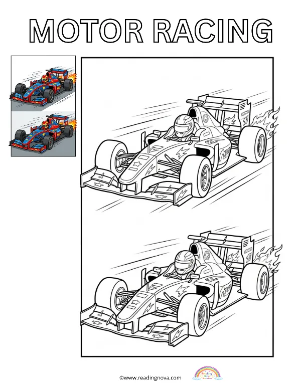 Free colouring page: Motor Racing