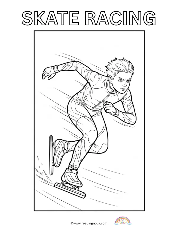 Free colouring page: Skate Racing