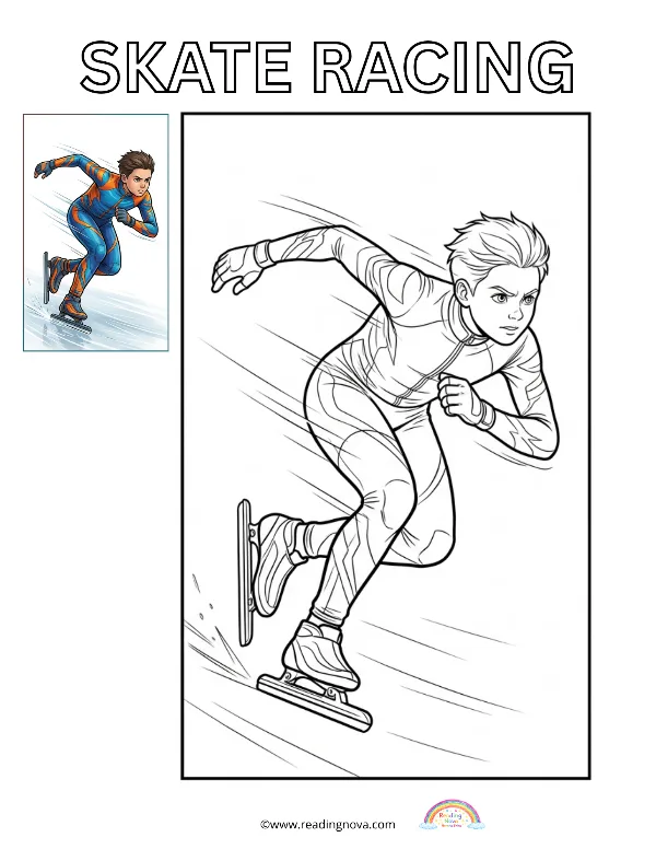 Free colouring page: Skate Racing
