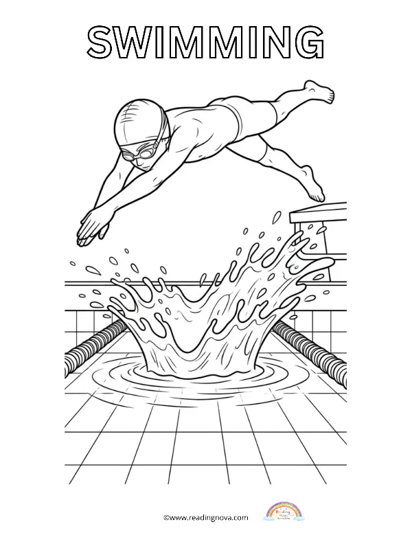 Free colouring page: Swimming