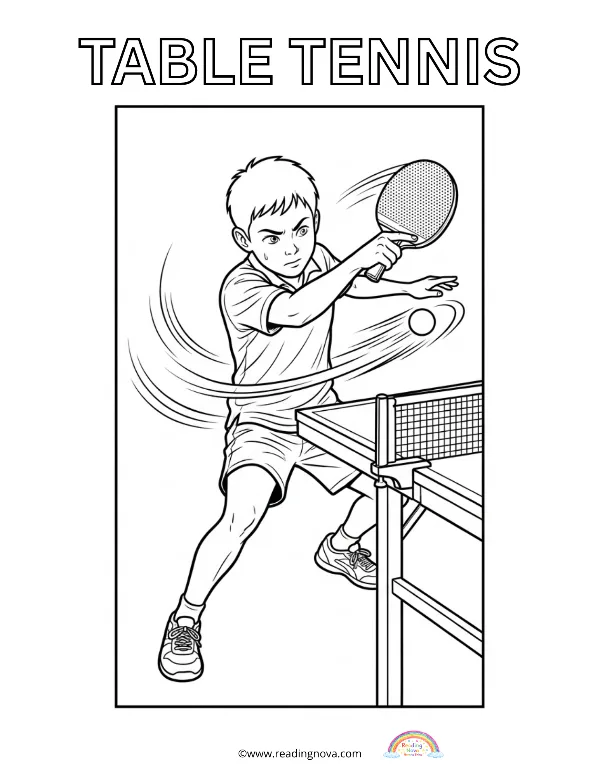 Free colouring page: Table Tennis