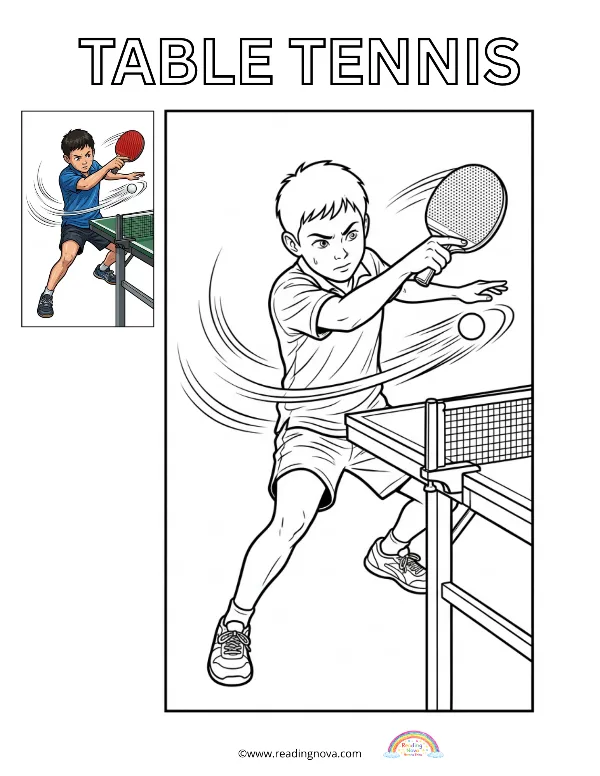 Free colouring page: Table Tennis