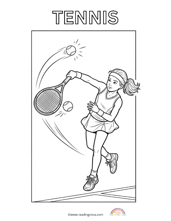 Free colouring page: Tennis