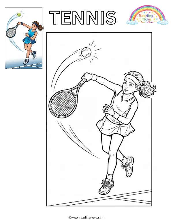Free colouring page: Tennis