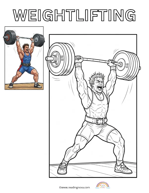 Free colouring page: Weightlifting