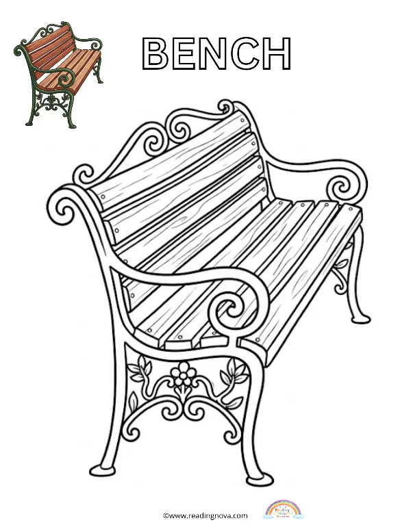 Free colouring page: Bench