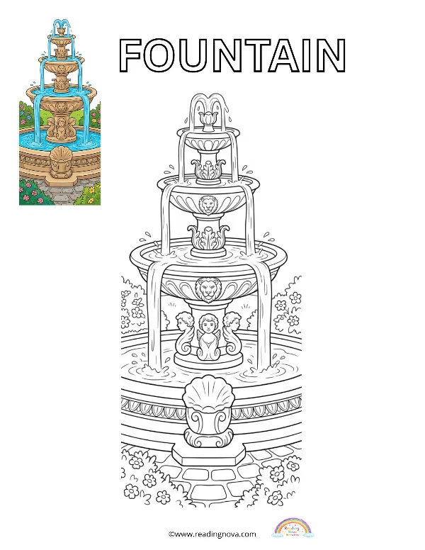 Free colouring page: Fountain