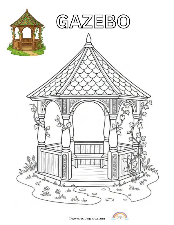 Free colouring page: Gazebo
